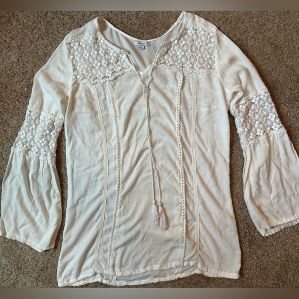 Raviya White Crochet Tunic/Swim Cover-up Size Medium